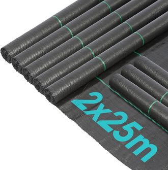 Harbour Housewares Weed Control Membrane Fabric 110gsm 4m x 100m Coverage (8 Rolls) in Black