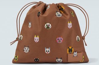 Loewe x Louis Wain Cats leather-trimmed pouch