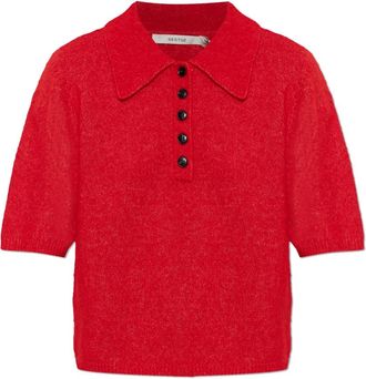 Gestuz Gzalpha Sweater - Dames - V-hals truien - Rood - L - Wol - Truien & Vesten