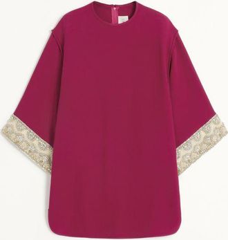 Valentino EMBROIDERED CADY COUTURE TOP Woman MAGENTA 36