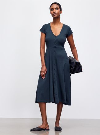 Sessun Womens Nea ribbed jersey buttoned dress