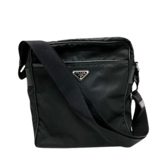 Prada Pre-owned Cross Body Bags, female, Black, Size: ONE SIZE Pre-owned Nylon Cross Body Bag