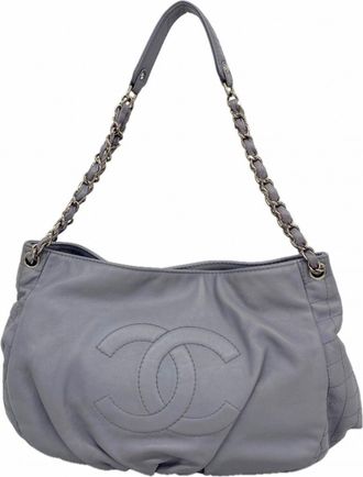 Chanel Blue Grained Calfskin Tote Bag (Pre-Owned)