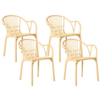Beliani Beliani - Conjunto De 4 Sillas De Comedor Para Jard&iacute;n Moderno De Pl&aacute;stico Ligero Y Resistente Beige Andora