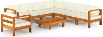 vidaXL Vidaxl - Conjunto De Jard&iacute;n 9 Piezas Con Cojines 100x60 Cm Madera De Acacia