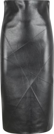 Sportmax Midi Rok - Dames - Leren & Su&egrave;de rokken - Zwart - S - Leer - Rokken