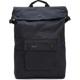 Barbour Transport Foldover Top Cotton Backpack in Navy at Nordstrom