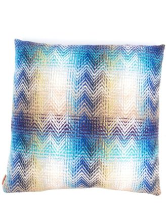 Missoni Home woven-zigzag print cushion - unisex - Wool/Polyamide/Cotton/Down - One Size - Blue