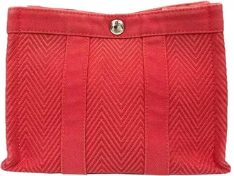 Herm&egrave;s Red Color Cotton Pouch (Pre-Owned)