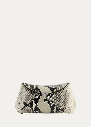 Toteme T-Lock Mini Python-Print Leather Clutch Bag