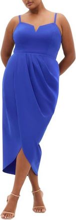 City Chic Sassy Flex Fit Tulip Midi Dress in Ultra Blue at Nordstrom, Size Xxxs