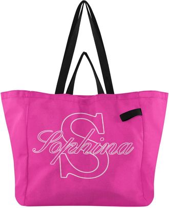 Generic Custom Neon Pink pattern Reusable Canvas Tote Bag, Heavy Duty Grocery Shopping Bag with Large Capacity Double Handles Hard Bottom Work Groceries Trave