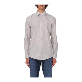 HUGO BOSS Overhemden, Heren, Beige, M, Katoen, Veelzijdig Slim Fit Overhemd