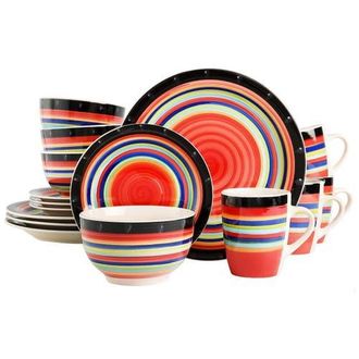 Gibson Home Casa Stellar 16 Piece Round Stoneware Dinnerware Set in Red at Nordstrom