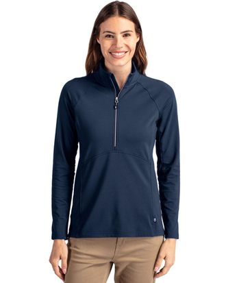 Cutter & Buck Adapt Eco Knit Stretch Recycled Womens Half Zip Pullover Jacket