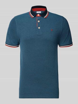Jack & Jones Jack & Jones Regular Fit Poloshirt mit Label-Stitching Modell PAULOS in Jeansblau, Gr&ouml;&szlig;e M