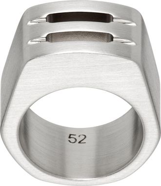 Rick Owens logo-engraved ring - women - Brass - 56 - Silver