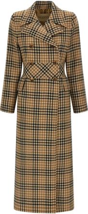 Valentino Garavani Jassen, Dames, Bruin, M, Wol, Houndstooth Wool Coat