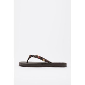 Bimba & Lola Embellished Flip-Flop Sandal in Dark Brown at Nordstrom, Size 35