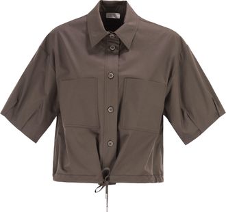 PESERICO Peserico cropped overhemd van stretchkatoen met trekkoord