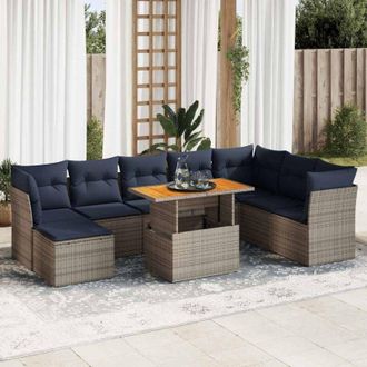 vidaXL Set De Muebles De Jard&iacute;n 6 Pzas Y Cojines Rat&aacute;n Sint&eacute;tico Gris Vidaxl