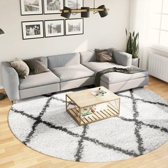vidaXL Vidaxl - Alfombra De Pelo Largo Moderna Pamplona Crema Y Negro &Oslash; 280 Cm