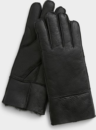 Simons Womens Topstitched sheepskin gloves