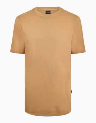 HUGO BOSS Mens Tiburt Bubble Structure Cotton Short Sleeve T-Shirt - Cream - Size: 38