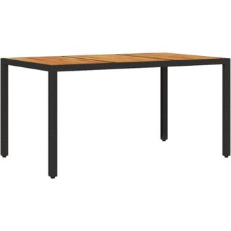 vidaXL Vidaxl - Garden Table with Acacia Wood Top Black 150x90x75 cm Poly Rattan