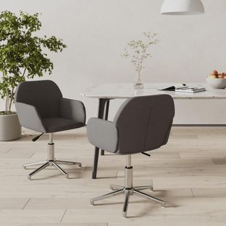 vidaXL Vidaxl - Sillas De Comedor Giratorias 2 Unidades Tela Gris Oscuro