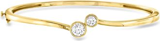 Ross-Simons Lab-Grown Diamond 2-Stone Bypass Bangle Bracelet in 18kt Gold Over Sterling