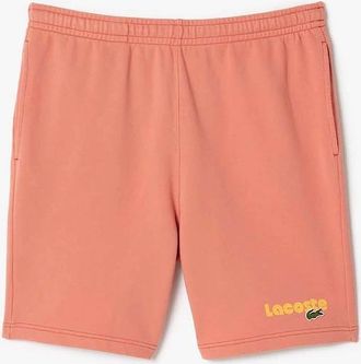 Lacoste Mens Washed Effect Printed Fleece Shorts - Red - Size: 37/36/32