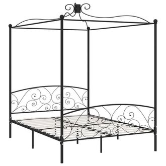 Berkfield Home Canopy Bed Frame Black Metal 160x200 cm