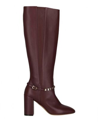 Ferragamo Womens Triba Leather Knee-High Boots In Burgundy