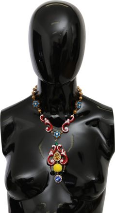 Dolce & Gabbana Gold Brass Carretto Sicili&euml; Verklaring Crystal Chain Womens Necklace