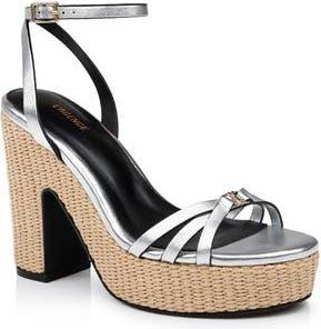 L'agence Genevra Ankle Strap Platform Sandal in Silver Leather at Nordstrom Rack, Size 8.5