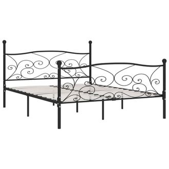 Berkfield Home Bed Frame with Slatted Base Black Metal 180x200 cm Super King