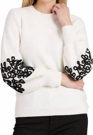 Tyler B&ouml;e Soutache Trim Sleeve Sweater In Ivory