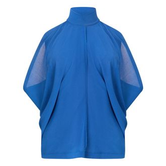 Alberta Ferretti Loose Blouse with High Collar - female - Alberta Ferretti - Blouses - Blue - S - Blouses & Shirts