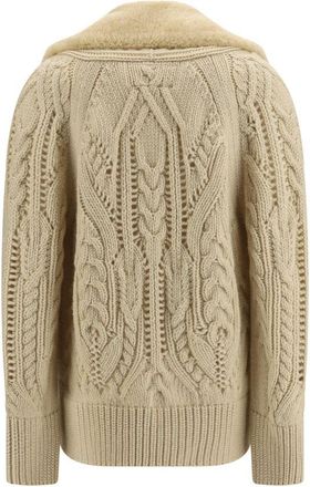 Ermanno Scervino Cable-Knit Wool Cardigan - Beige