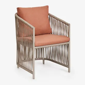 Sklum Sklum - Silla de comedor con reposabrazos en aluminio y cuerda trenzada Sophie