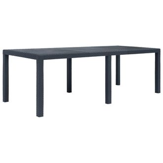vidaXL Mesa De Jard&iacute;n De Pl&aacute;stico Aspecto Rat&aacute;n Gris 220x90x72 Cm Vidaxl