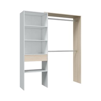 Dmora Guardaroba Miramar, Struttura Per Cabina Armadio, Armadio Aperto Senza Ante, Cabina Armadio, Cm 158x40h187, Bianco E Rovere, Con Imballo Rinforzato - 
