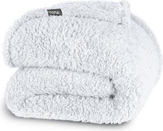 Bare Home Solid Faux Shearling Blanket in White at Nordstrom, Size Full