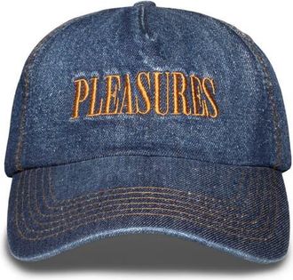 Pleasures Zigzag Adjustable Cotton Denim Baseball Cap in Indigo at Nordstrom