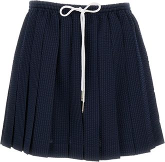 Thom Browne Textured Seersucker Mini Skirt with Adjustable Waist