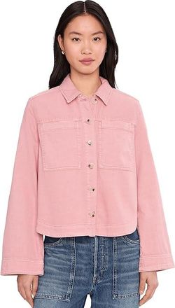 Liverpool L.A. High/ Low Denim Shacket Womens Jacket Misty Blush : SM, Cotton/Denim/Elastane
