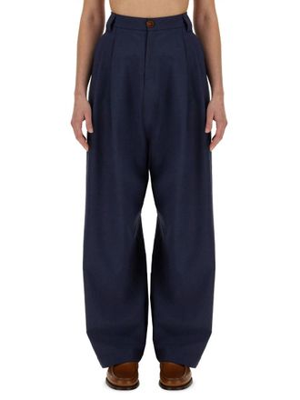 Alysi Virgin Wool Blend Trousers - Blue