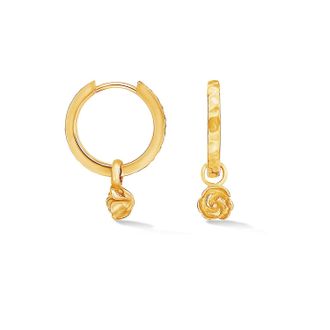 Dower & Hall Hammered Wild Rose Hoops