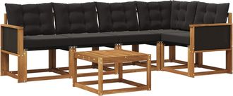 vidaXL Conjunto De Sof&aacute;s De Exterior 6 Uds. Natural Y Negro Vidaxl